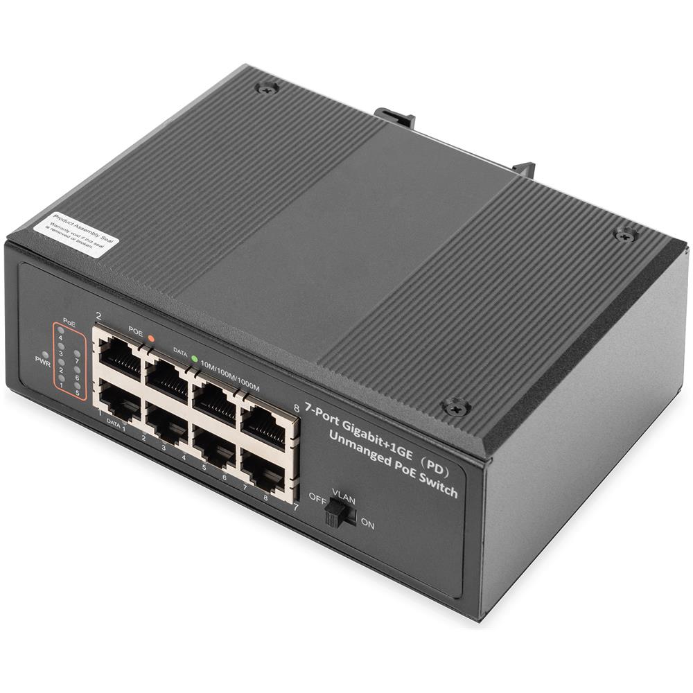 Switch PoE di rete Gigabit Ethernet a 7 porte, industriale, non gestito, porta 1PD - Foto 1