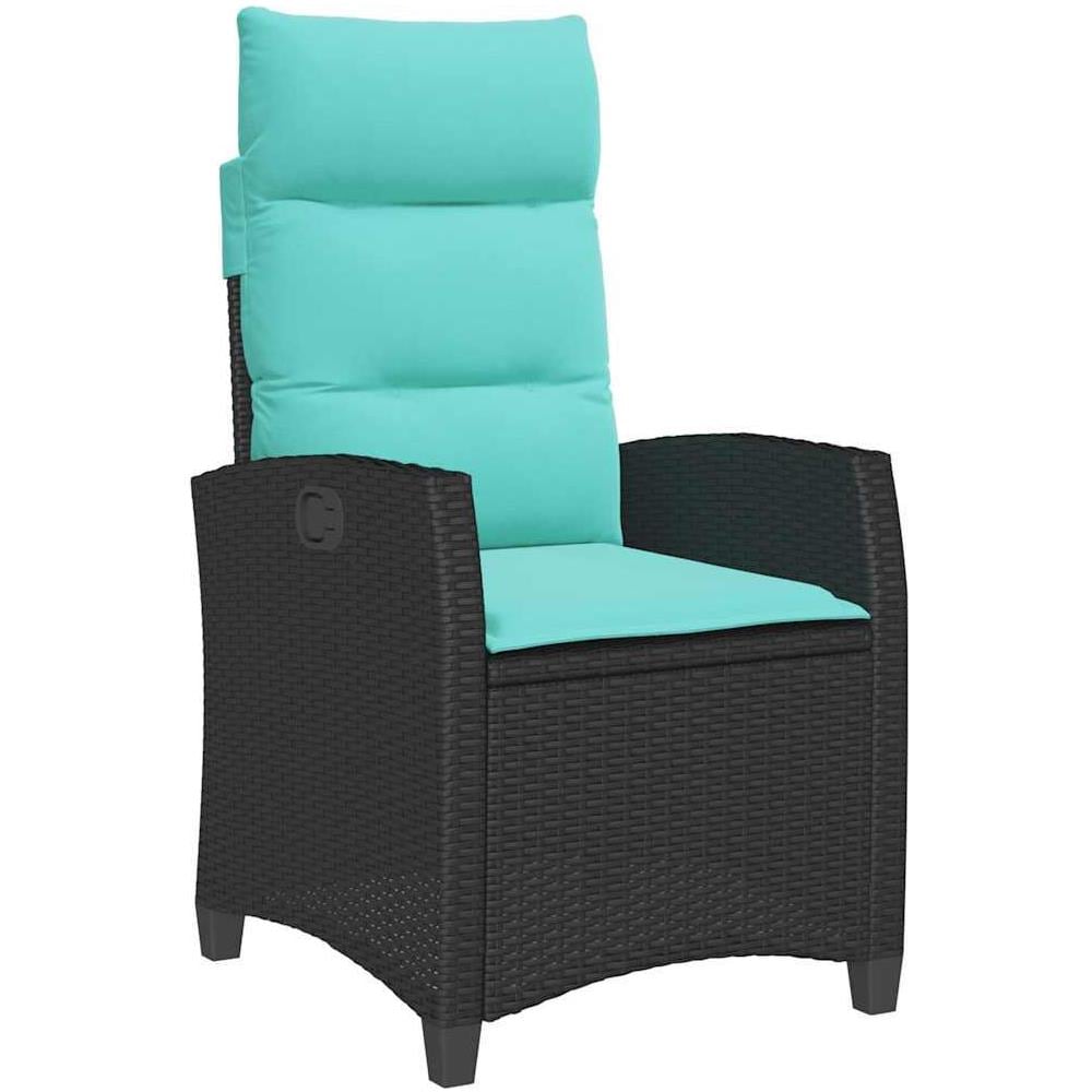 Sedia Reclinabile da Giardino con Tavolino Nera Polyrattan - Foto 1