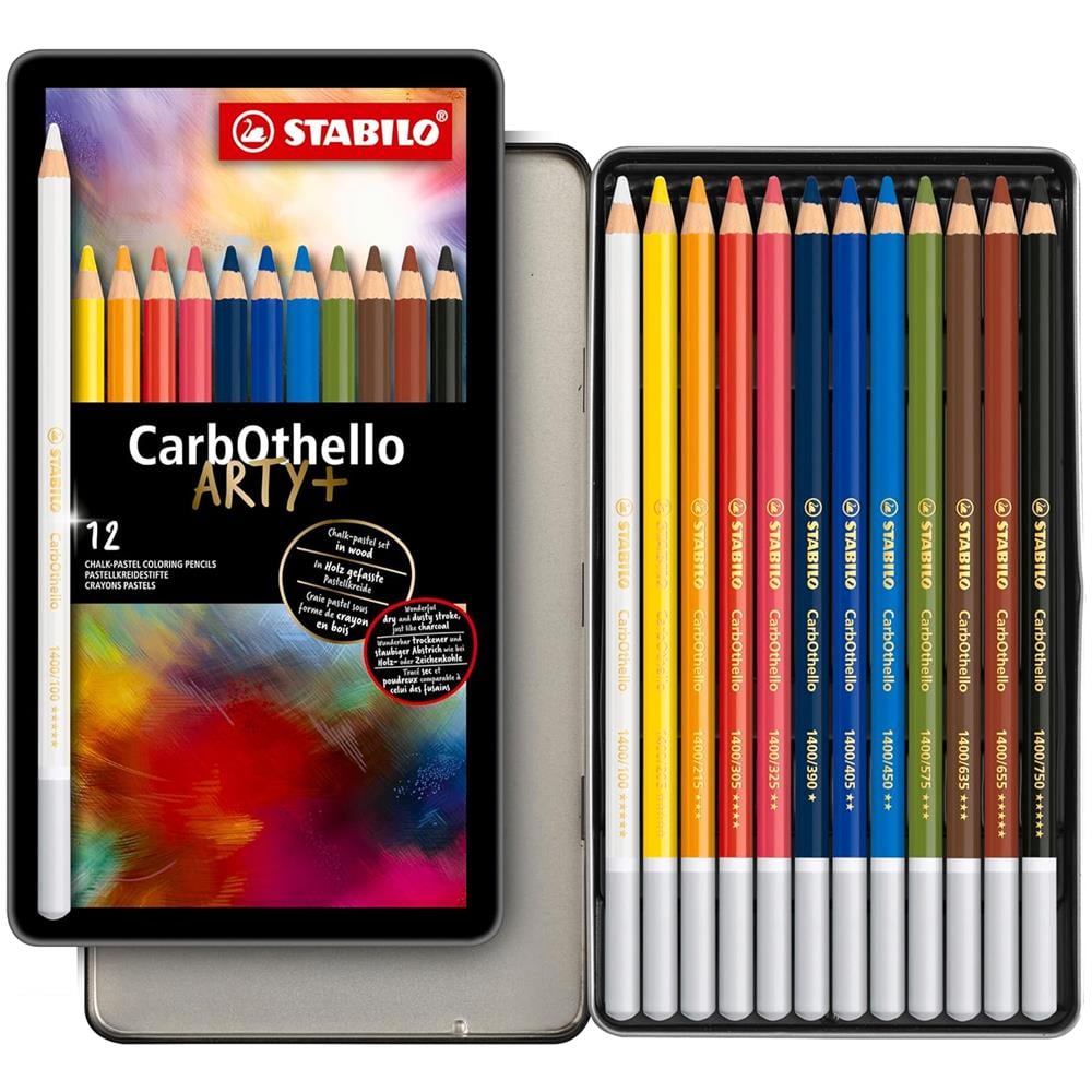 CarbOthello - Matita colorata Premium - ARTY+ - Scatola in Metallo da 12 - Colori assortiti - Foto 1