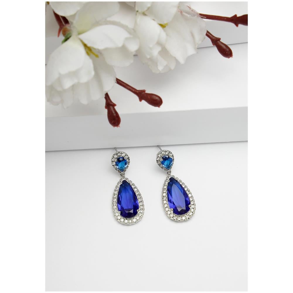 Orecchini Pendenti con Zirconi in Blu Collezione Diva - Foto 1
