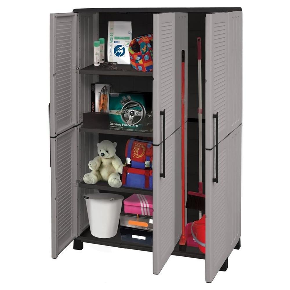 Mobile In Resina Basso Da Esterno 102x37xh169cm Doppio Scomparto Ripiani F100 - Foto 1