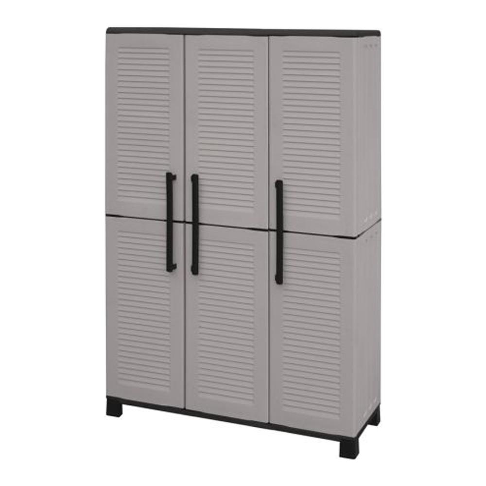 Mobile In Resina Basso Da Esterno 102x37xh169cm Doppio Scomparto Ripiani F100 - Foto 2