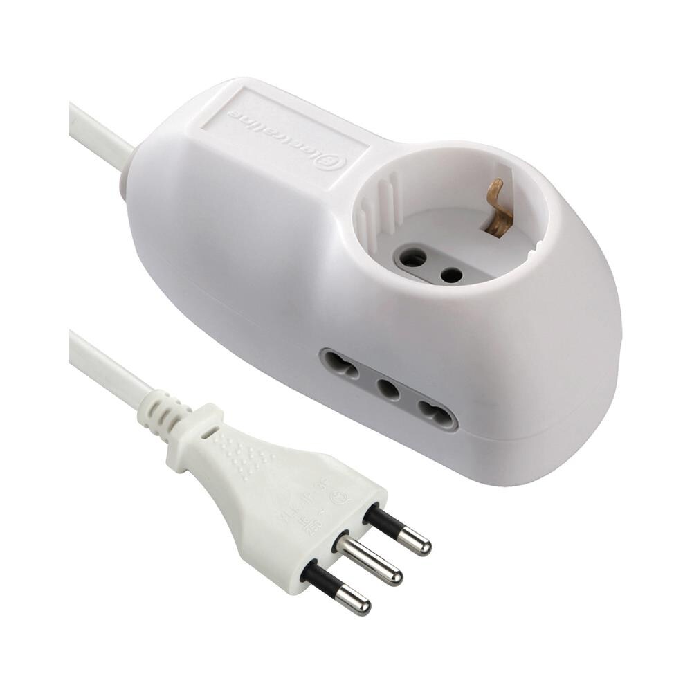 62024 Multipresa 3 posti 1 schuko + 2 bivalenti 10/16A - cavo 1 m - Foto 1