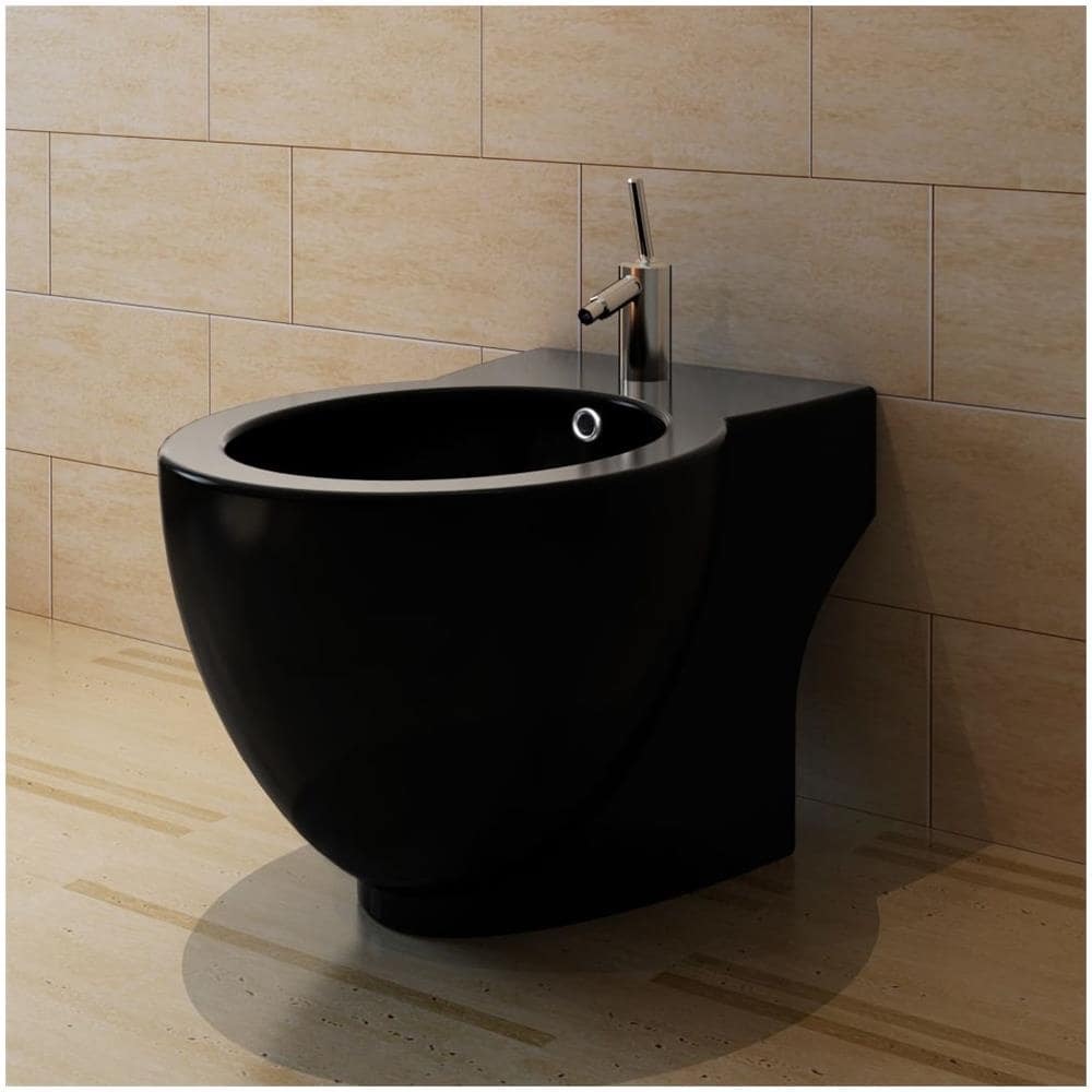 Bidè Rotondo In Ceramica Di Alta Qualità Con Piede Nero - Foto 1