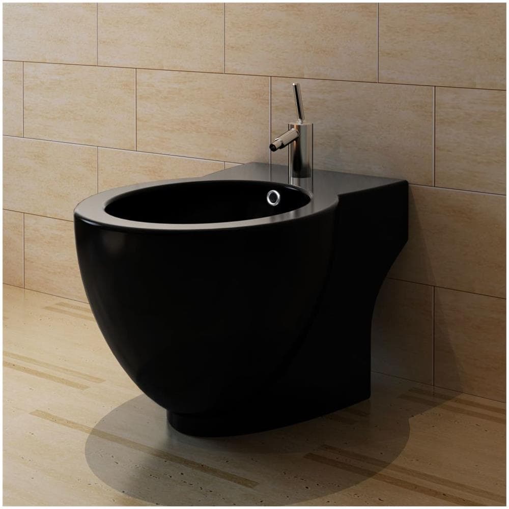 Bidè Rotondo In Ceramica Di Alta Qualità Con Piede Nero - Foto 2