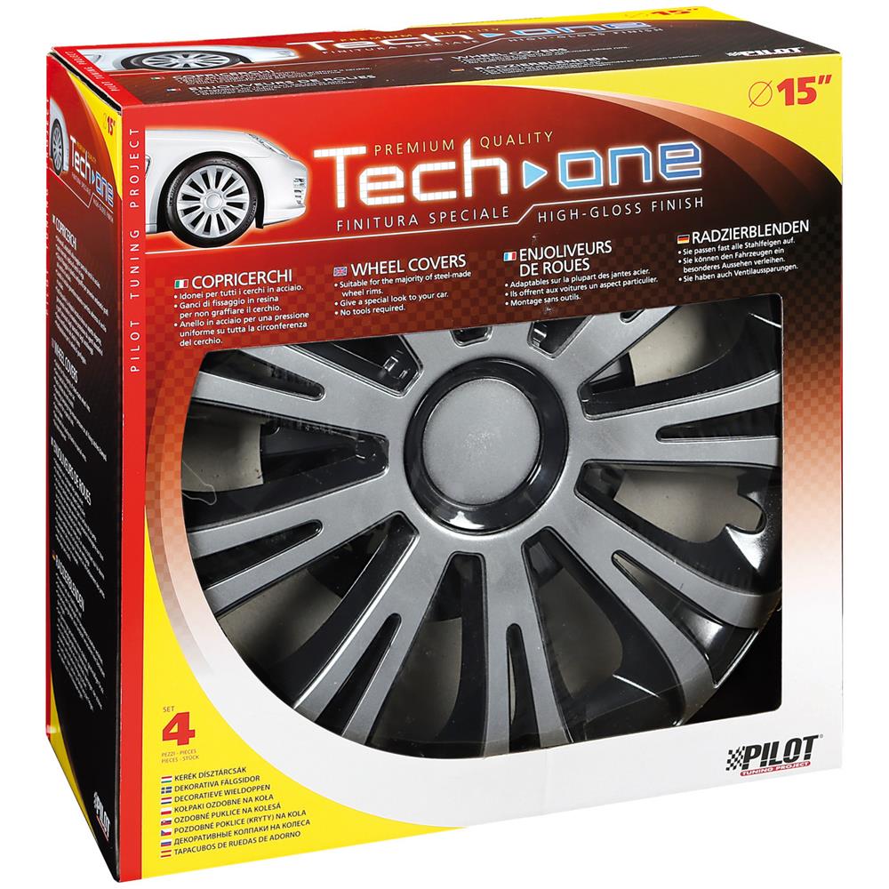 Copricerchi Auto Universali 15 Pollici Tech-one Avera Silver Black 31617 - Foto 6