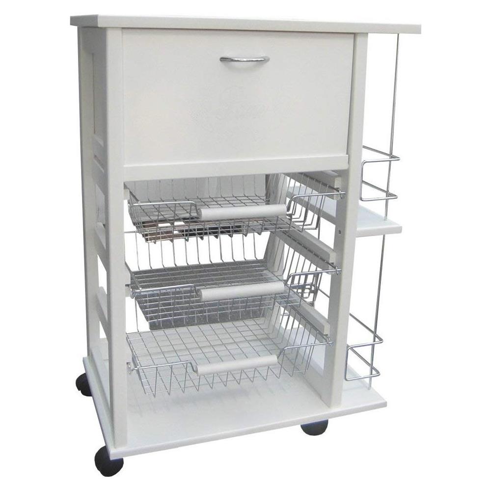 Carrello Portatutto In Faggio MASLEGNO – Portafrutta, Pane E Bottiglie, H.85 Cm, Finitura Ciliegio