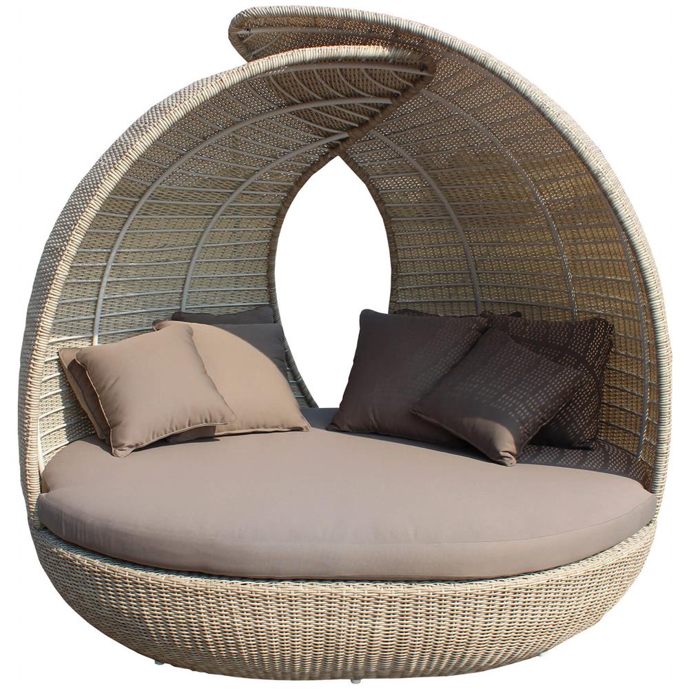 Ofella - Divano Da Giardino Circolare Completo Di Cuscino Intreccio In Rattan Sintetico - Foto 1