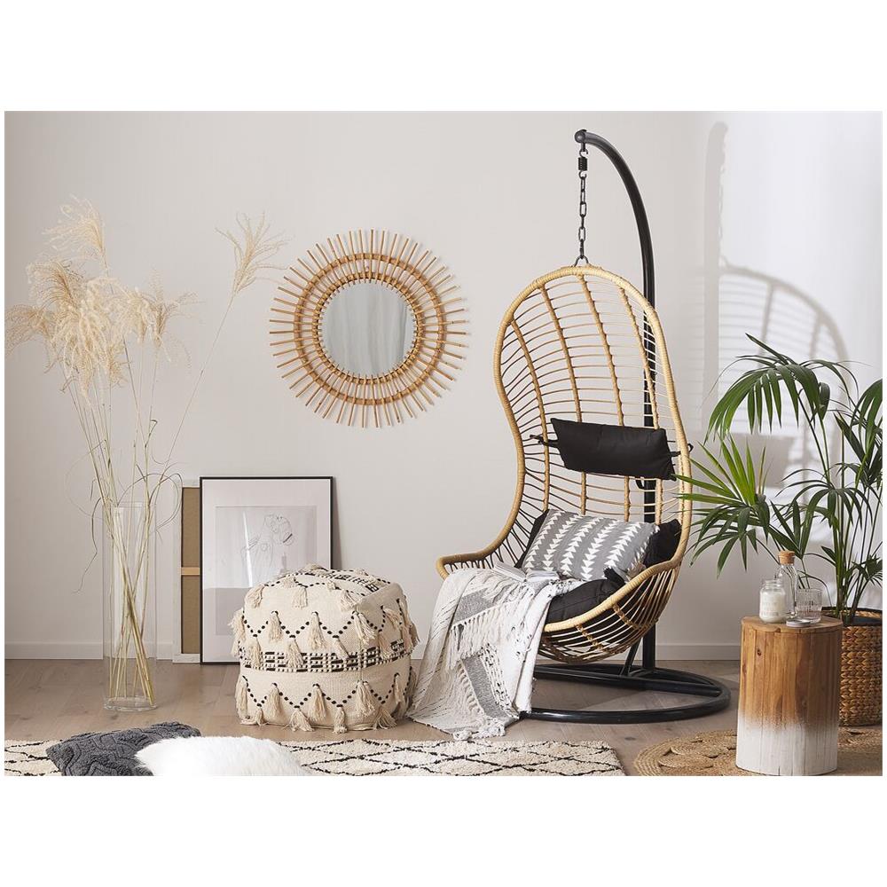 Poltrona Sospesa In Rattan Beige Con Piedistallo Pineto - Foto 2