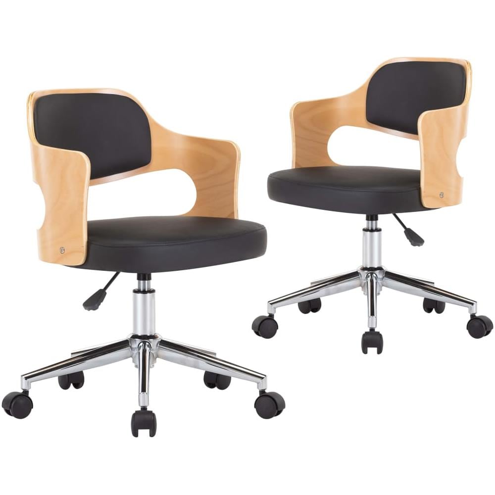 Sedie Da Pranzo Girevoli 2 Pz Nere In Legno Curvo E Similpelle - Foto 2