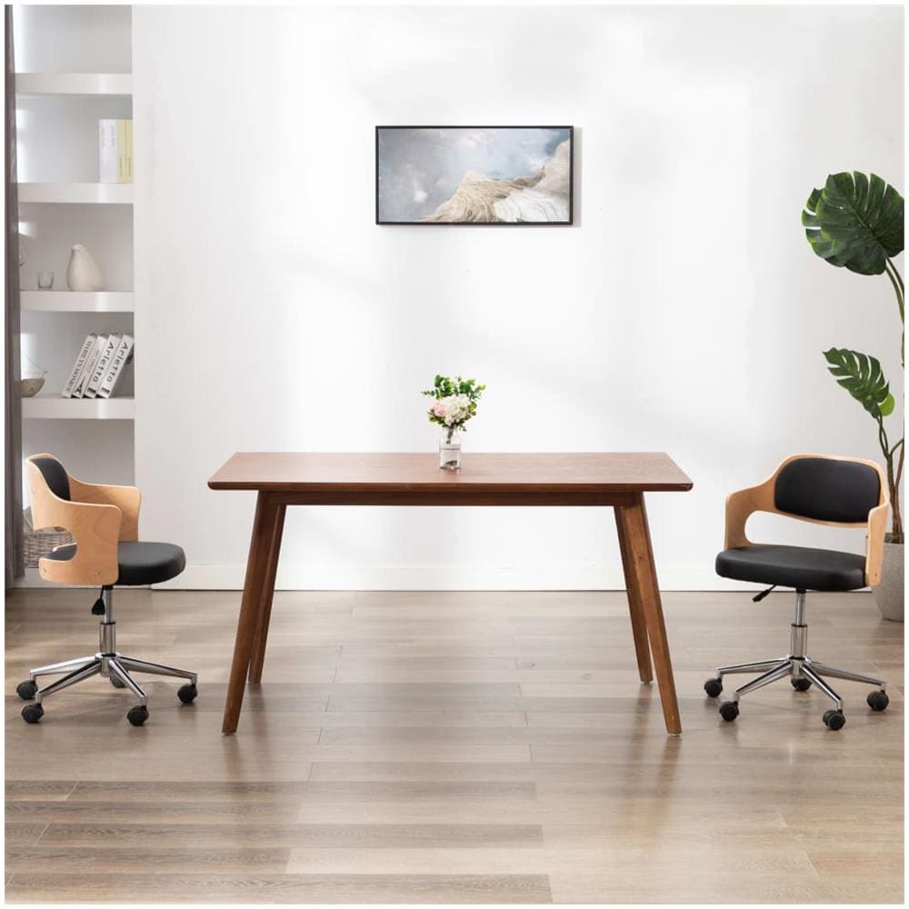 Sedie Da Pranzo Girevoli 2 Pz Nere In Legno Curvo E Similpelle - Foto 1