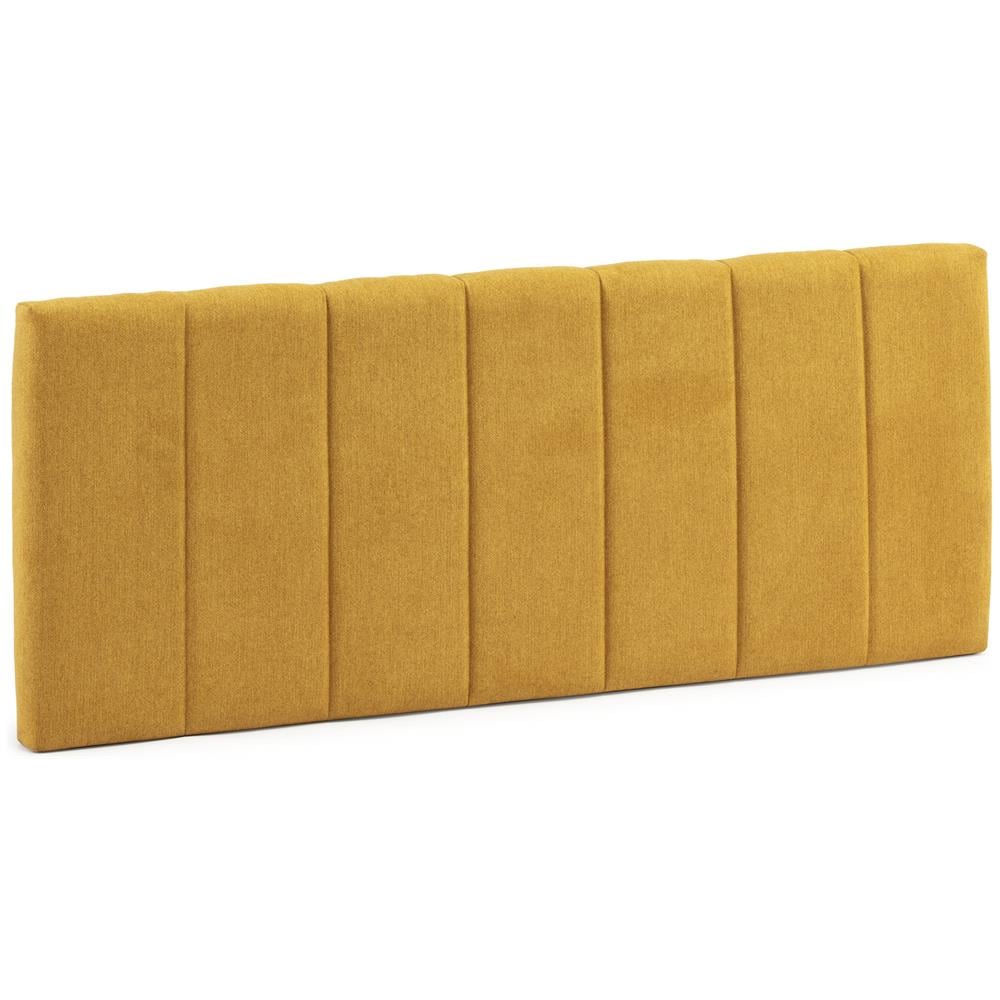 Testiera Rivestita In Tela Creta 140x60 Cm Color Senape, Per Letto 135 Ricamo Verticale, 8 Cm Di Spessore, Include Hardware Per Il Fissaggio Alla Parete - Foto 1