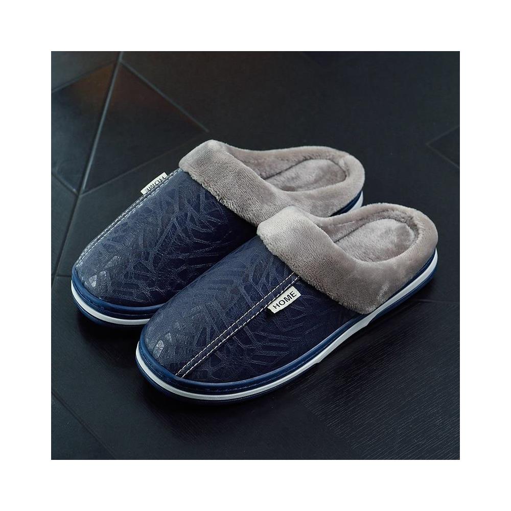 SLOWMOOSE - Pantofole Invernali Da Uomo Con Scarpe Da Interno Impermeabili  In Pelle Da Donna In Pelliccia [ blu-a / 12] - ePRICE