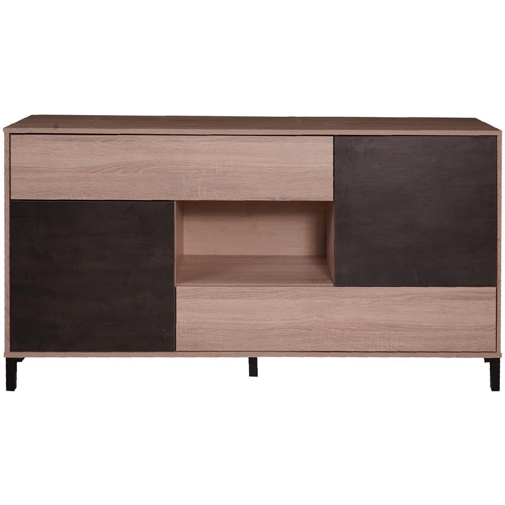Credenza Waco, Buffet Da Soggiorno, Mobile Porta Tv, Madia Con Piedini Per Salotto, Armadio Moderno A 2 Ante, 151x41h80 Cm, Rovere E Ossido - Foto 2