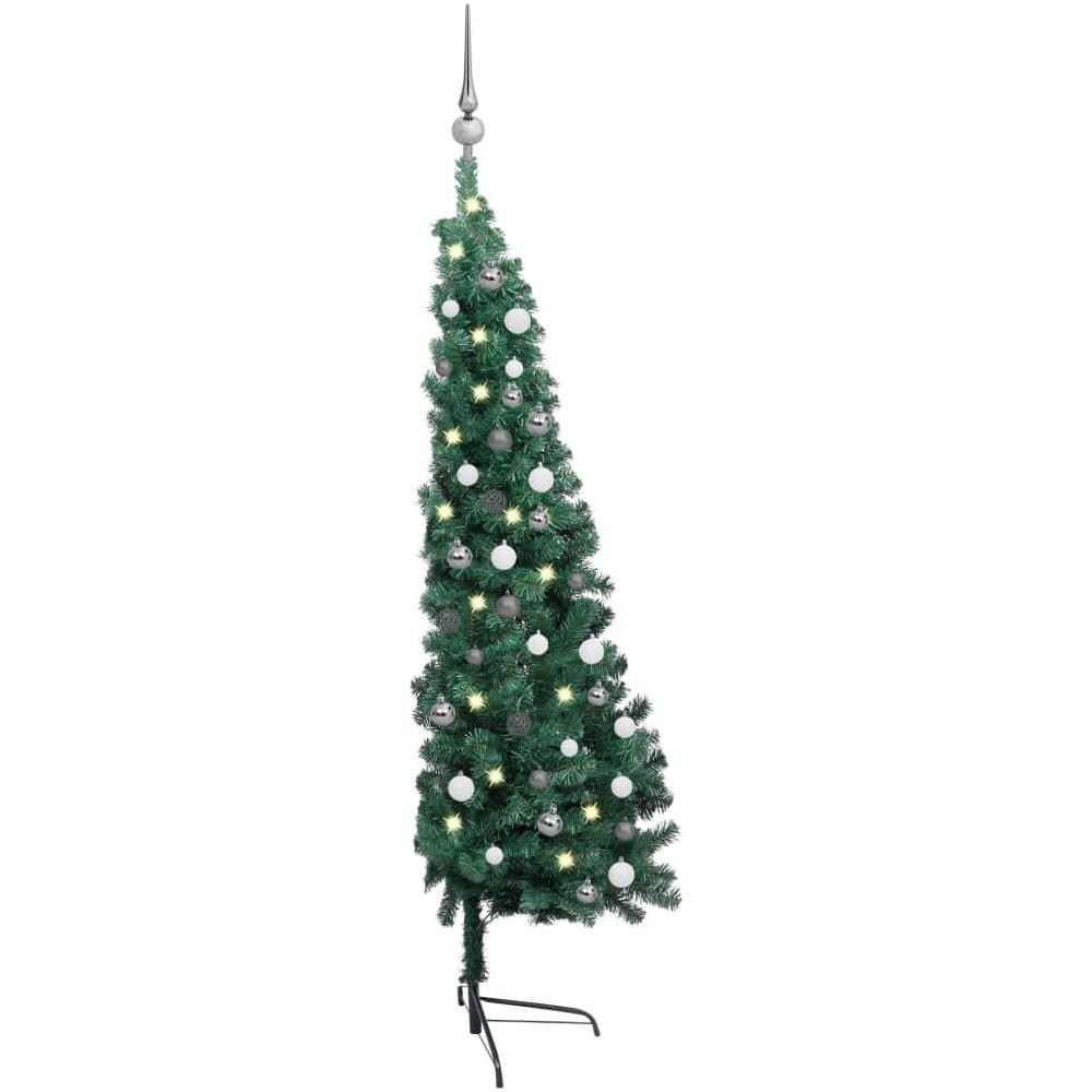 Set Albero Natale Artificiale a Metà LED e Palline Verde 120 cm - Foto 3