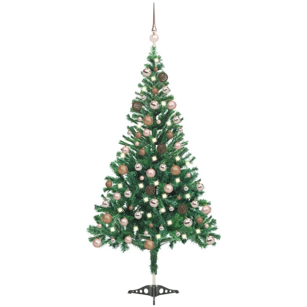Albero Natale Artificiale con Set Palline e LED 120 cm 230 Rami - Foto 1