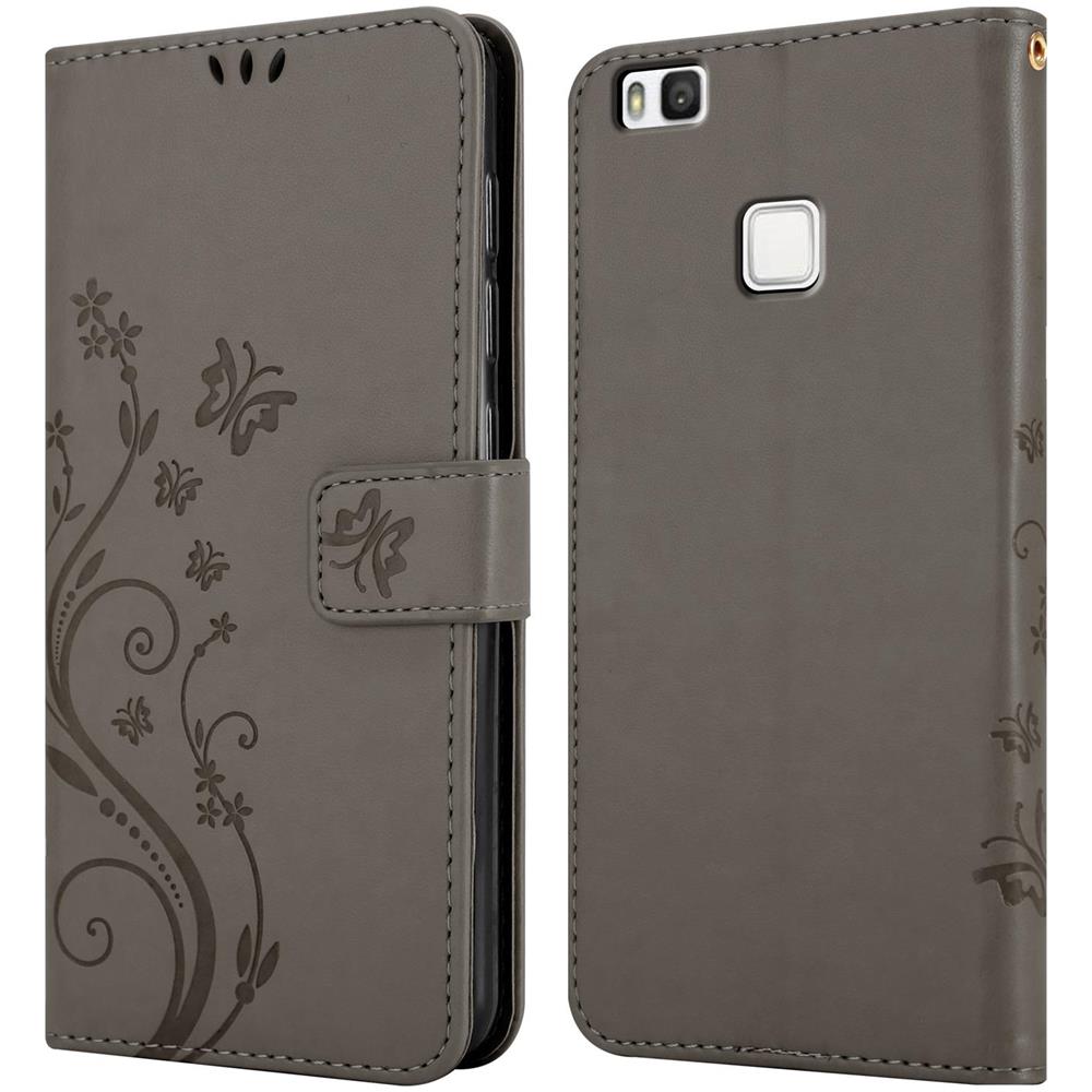 Cadorabo Custodia Compatibile Con Huawei P9 Lite In Grigio Fiore - Coperchio Protettivo In Design Floreale Con Chiusura Magnetica, Funzione Stand E Slot Per Carte - Foto 8