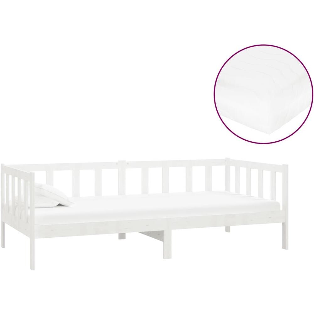 Divano Letto Con Materasso 90x200 Cm Bianco In Massello Di Pino - Foto 2