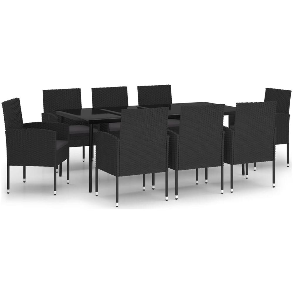 Set Mobili Da Pranzo Per Giardino 9 Pz Nero - Foto 2