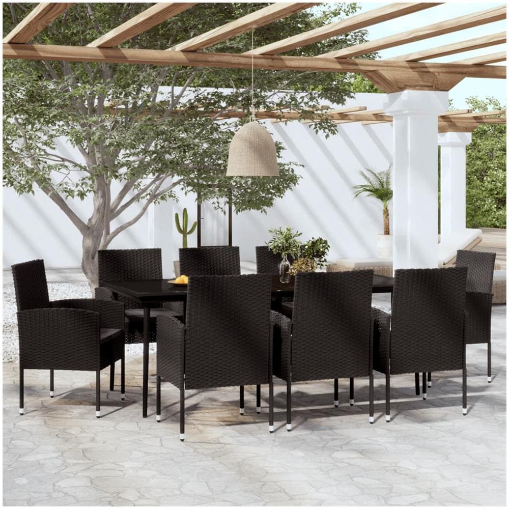 Set Mobili Da Pranzo Per Giardino 9 Pz Nero - Foto 1