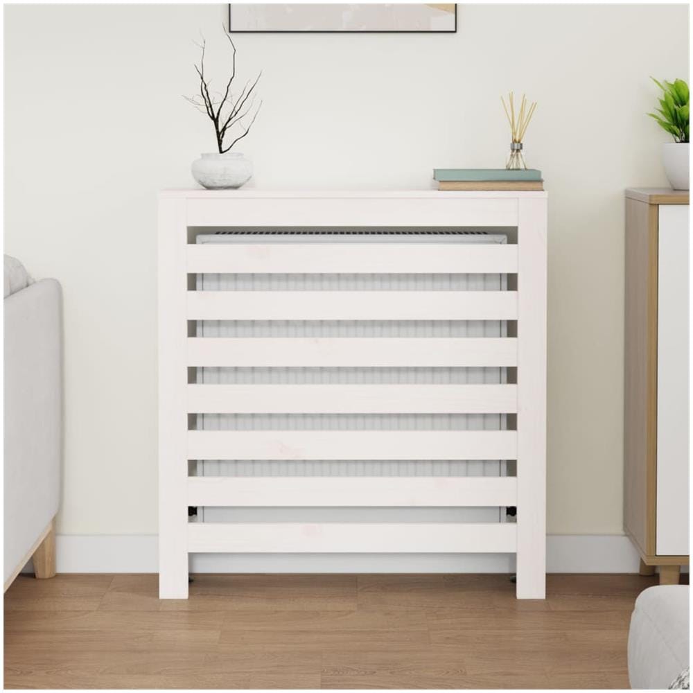 Copertura Termosifone Bianca 79,5x19x84 Cm Legno Massello Pino - Foto 3