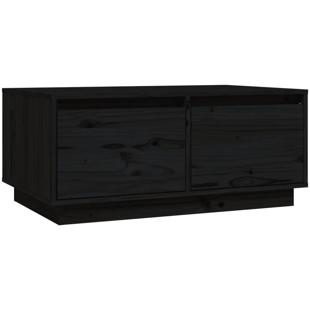 Tavolino Da Salotto Nero 80x50x35 Cm Legno Massello Di Pino - Foto 2