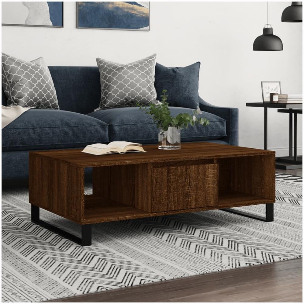 Tavolino Salotto Rovere Marrone 104x60x35 Cm Legno Multistrato - Foto 1