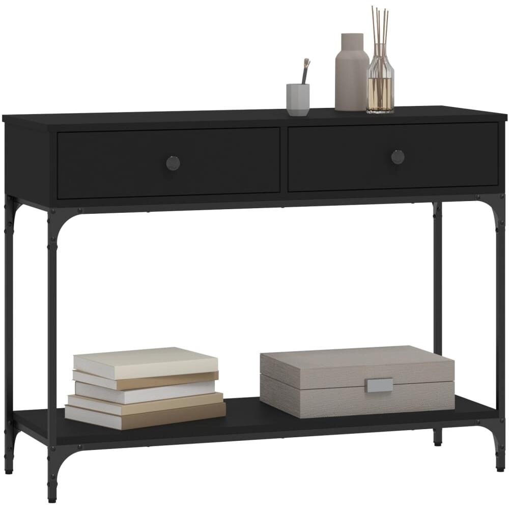Tavolino Consolle Nero 100x34,5x75 Cm In Legno Multistrato - Foto 3