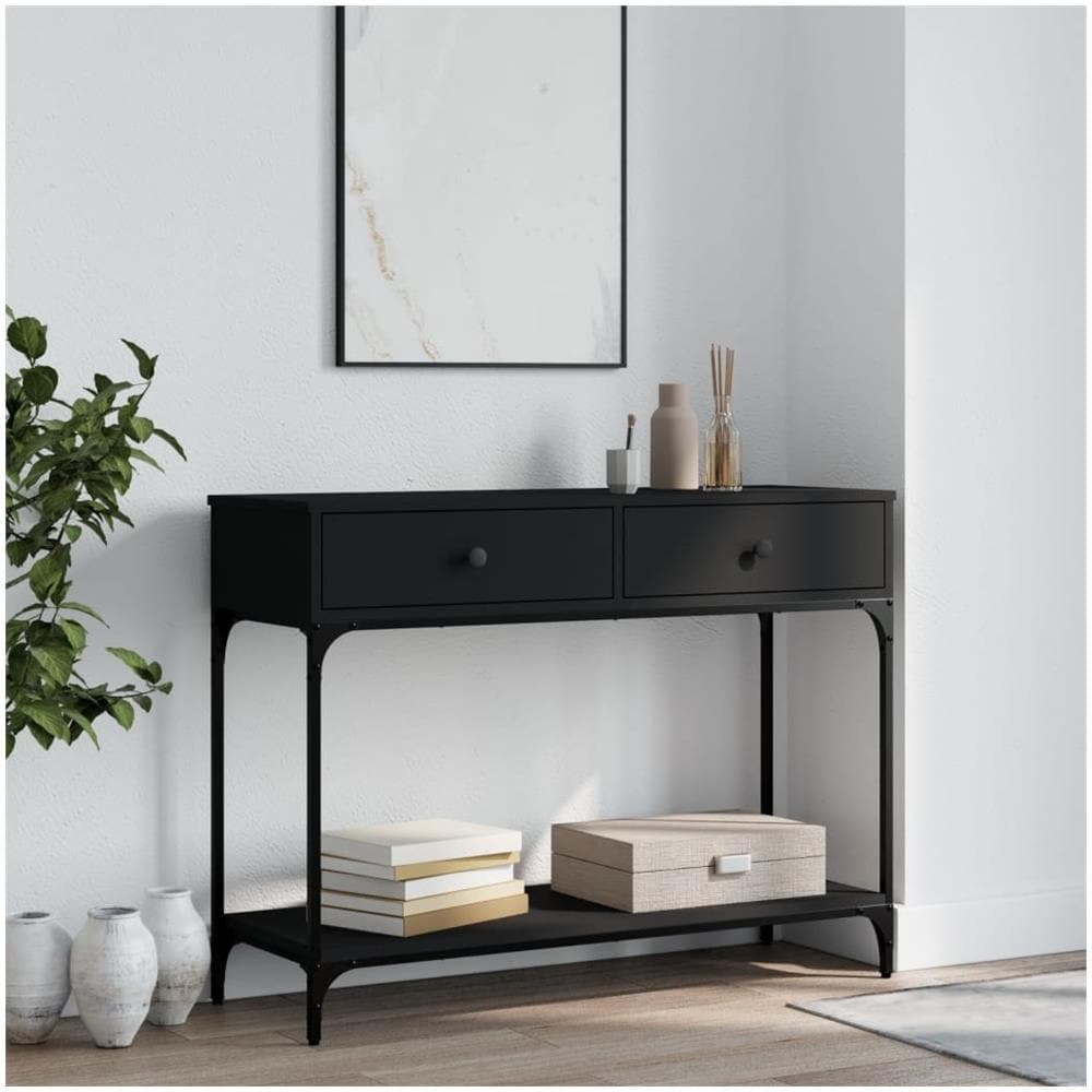 Tavolino Consolle Nero 100x34,5x75 Cm In Legno Multistrato - Foto 1