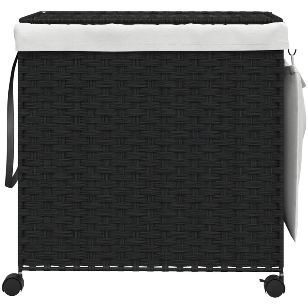 Cesto Portabiancheria Con Ruote Nero 60x35x60,5 Cm Rattan - Foto 3