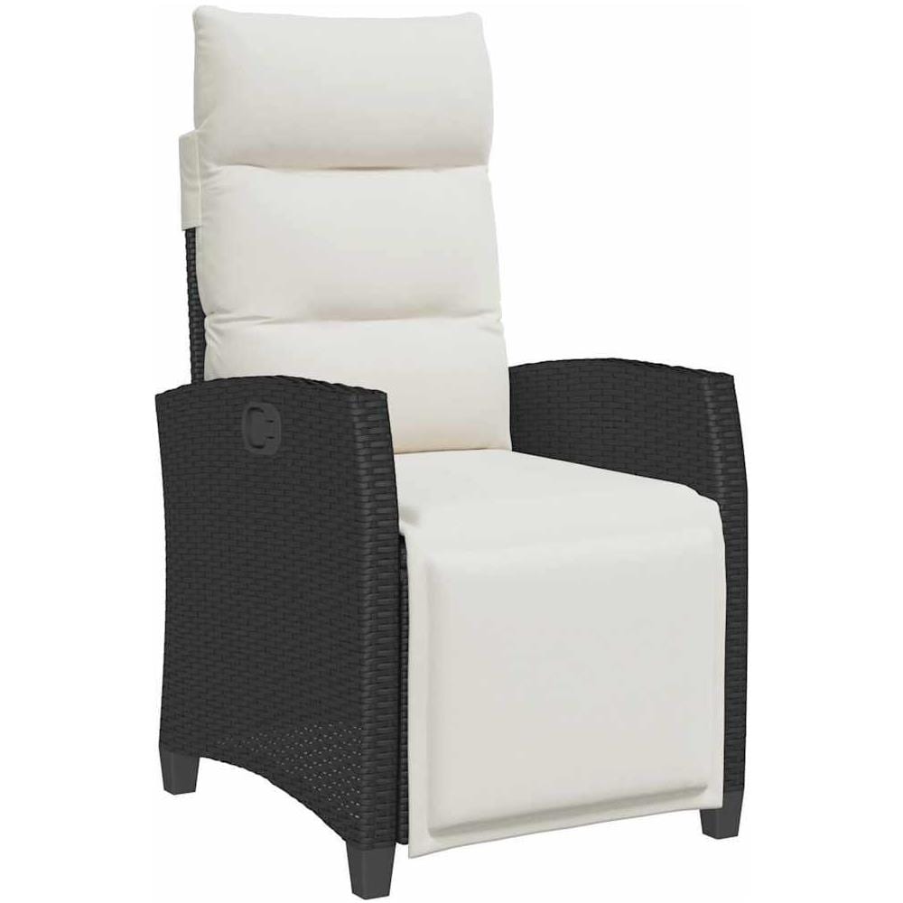 Sedia Reclinabile da Giardino con Tavolino Nera Polyrattan - Foto 1