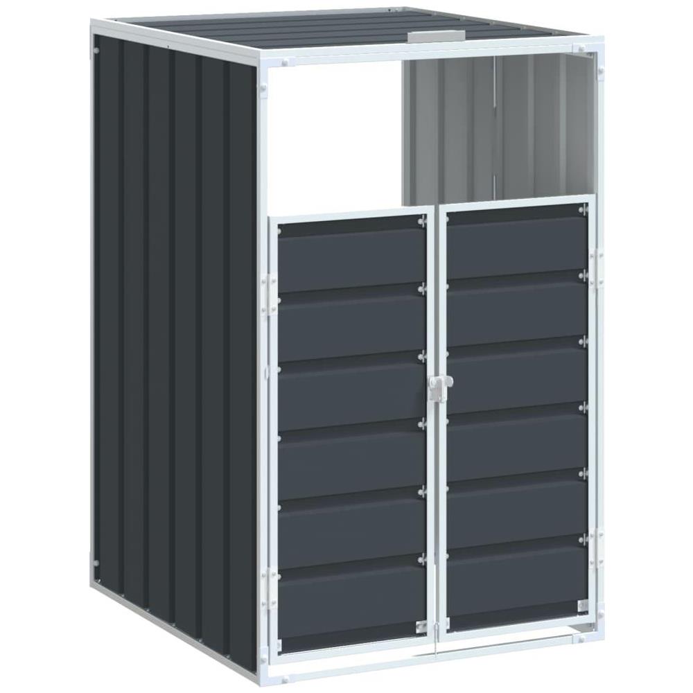 Copribidone Ruote Bidone Singolo Antracite 72x81x115 cm Acciaio - Foto 1