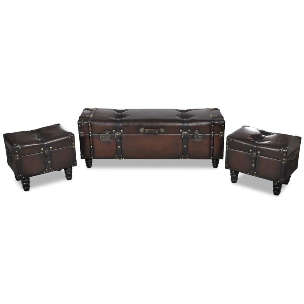 Set Panca Contenitore Cassapanca Marrone 3 Pz - Foto 1