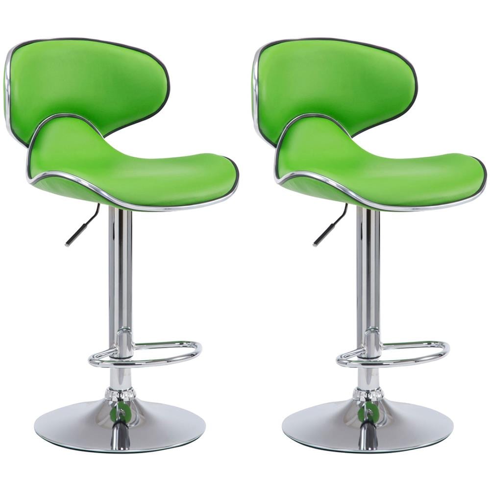 Set 2 Sgabelli Cucina Las Vegas V2 in Similpelle - Coppia Sedie Sgabello Imbottite Girevoli e Regolabili 62-82cm con Schienale Verde - Foto 1