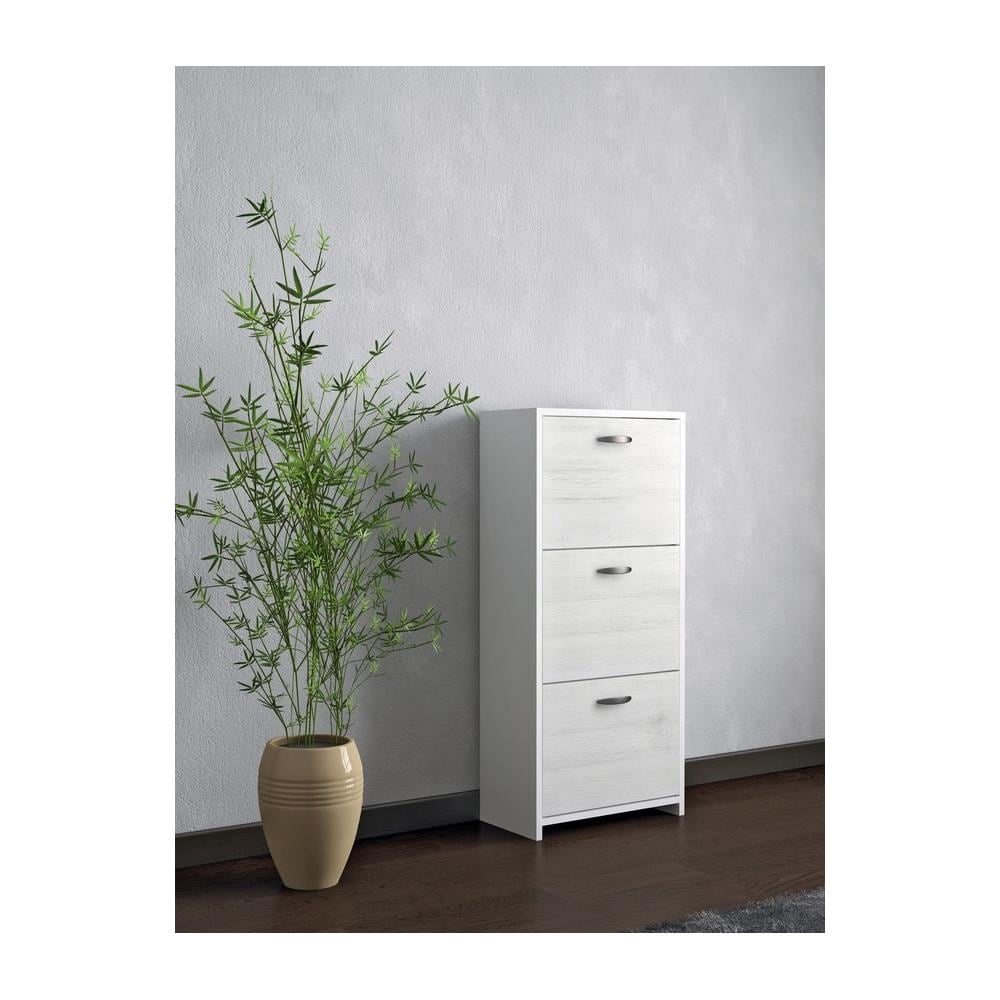 Scarpiera Classy Salvaspazio - Con Ante Basculanti, Scomparti - Da Ingresso - Rovere Ghiaccio In Legno, 50 X 25 X 113 Cm - Foto 1