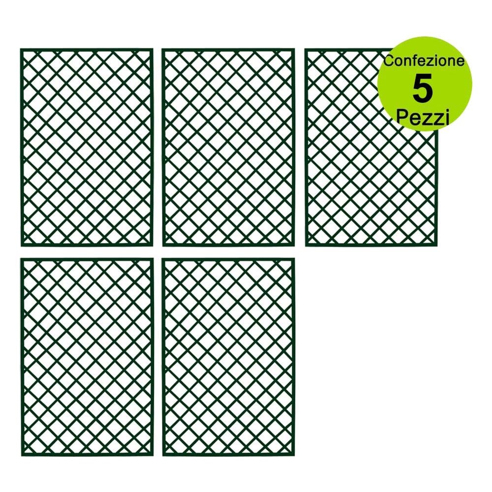 Multipack 5 Pz Tralicci Fissi Con Cornice In Legno Duro Colore Verde 0,90 X H 1,80 Metri - Foto 1