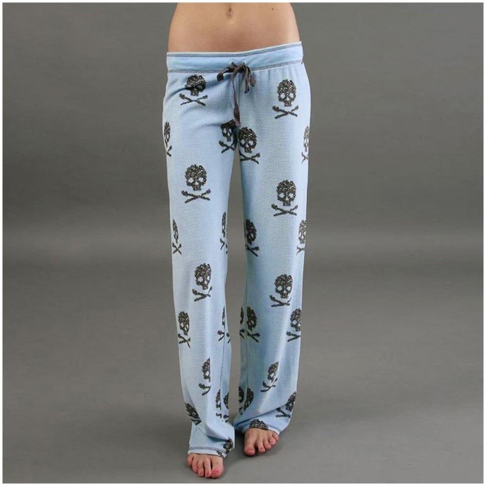 SLOWMOOSE - Pantaloni Larghi Della Gamba Della Stampa Sciolta Delle Donne,  Pantaloni Da Scuola Casual Con Coulisse A Vita Alta Da Donna [ blu / 5xl] -  ePRICE