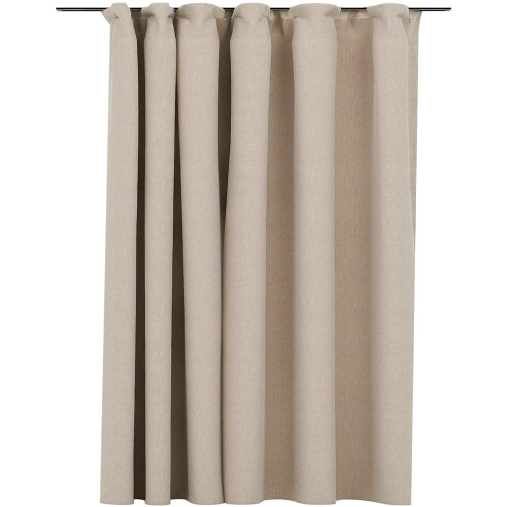 Tenda Oscurante Effetto Lino con Ganci Beige 290x245 cm - Foto 2
