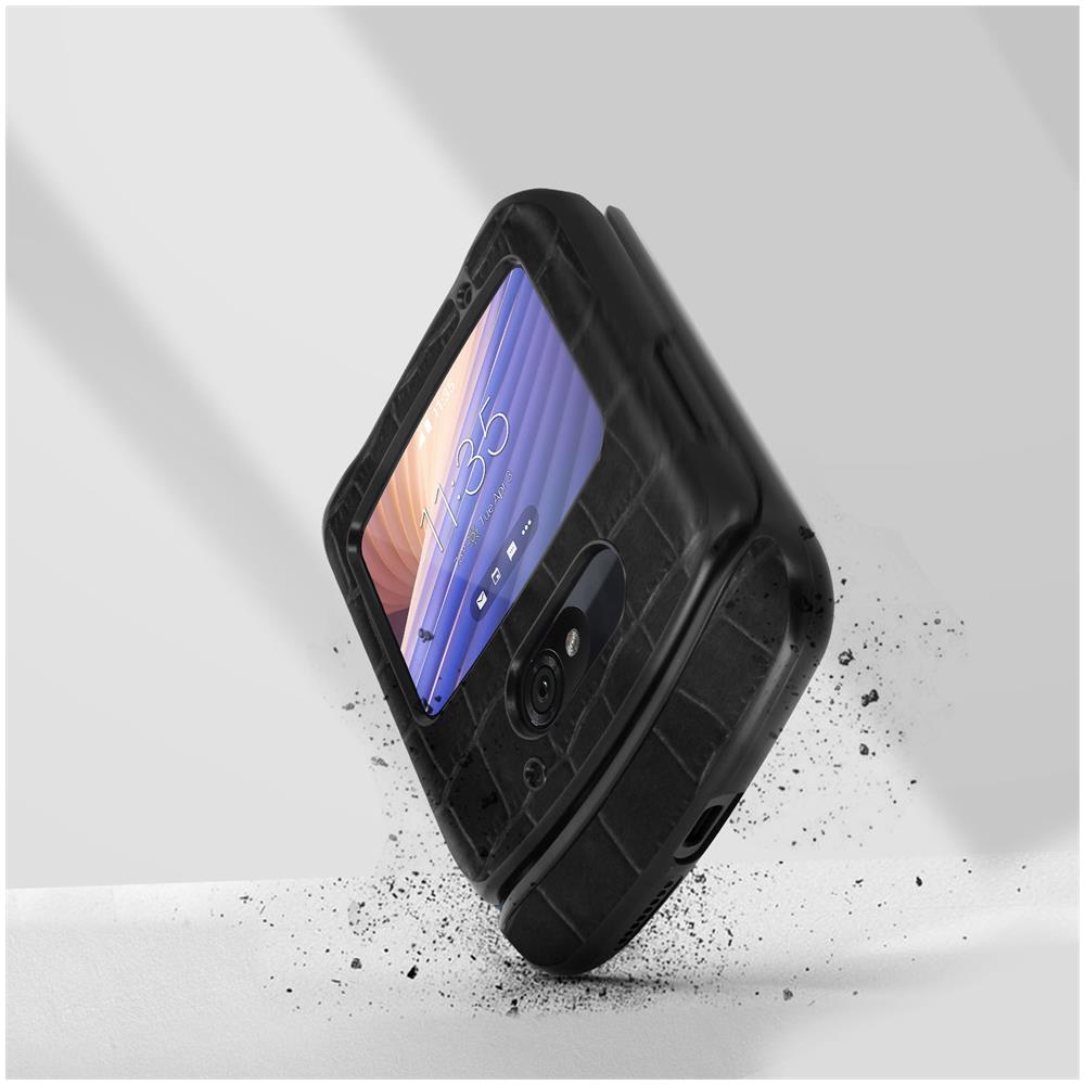 Cover Motorola Razr 5g Rigida Design In 2 Parti Effetto Coccodrillo Nera - Foto 2