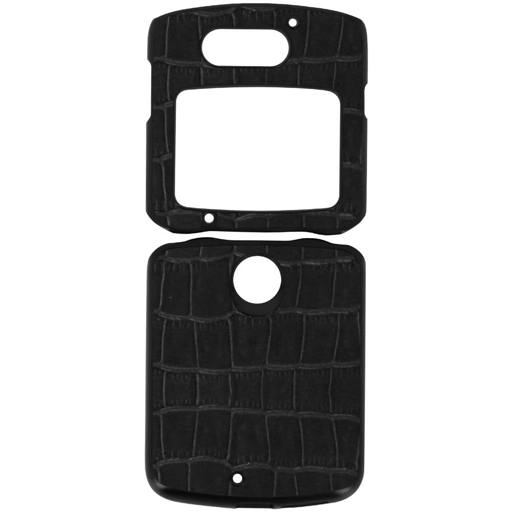 Cover Motorola Razr 5g Rigida Design In 2 Parti Effetto Coccodrillo Nera - Foto 1