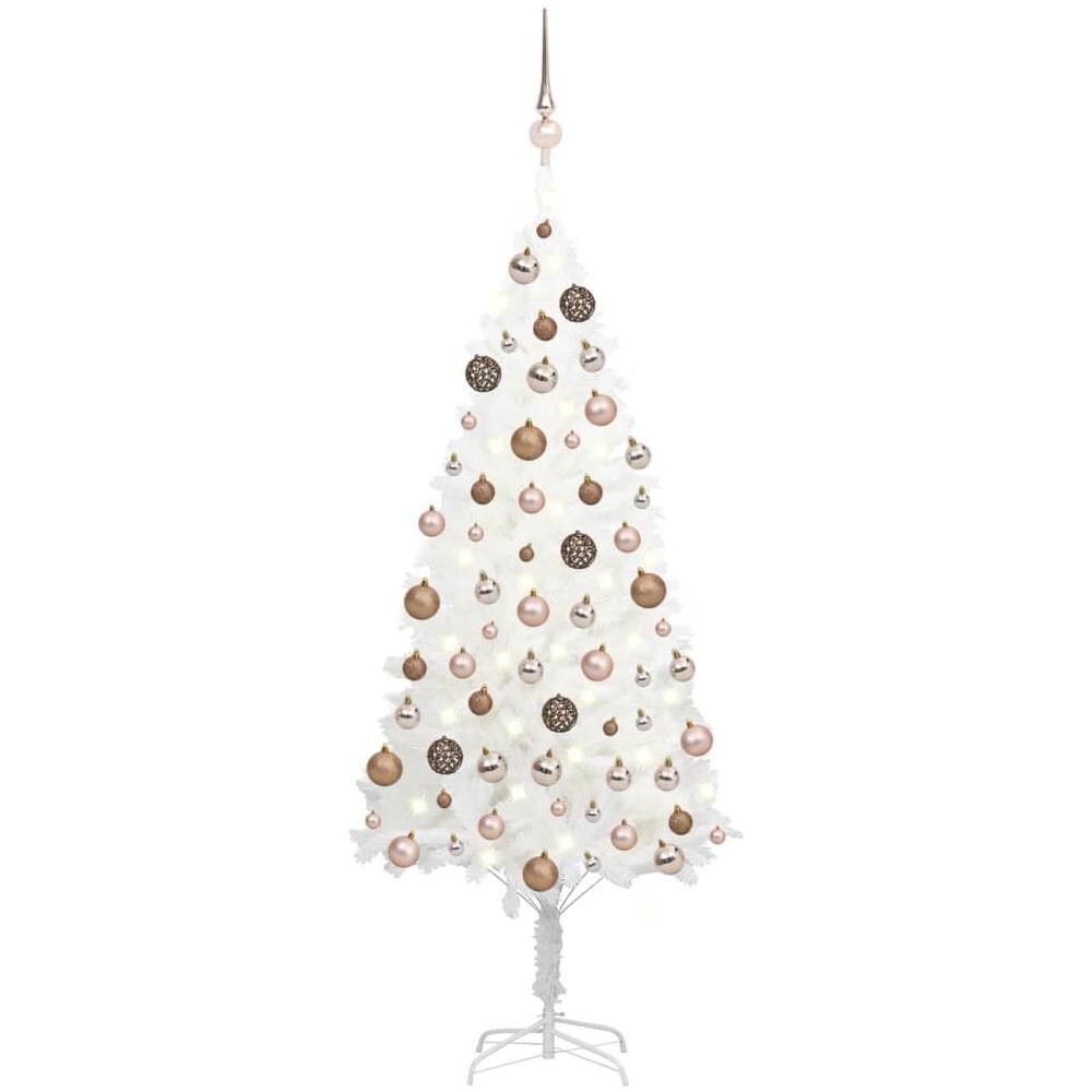Set Albero Natale Artificiale con LED e Palline Bianco 120 cm - Foto 1