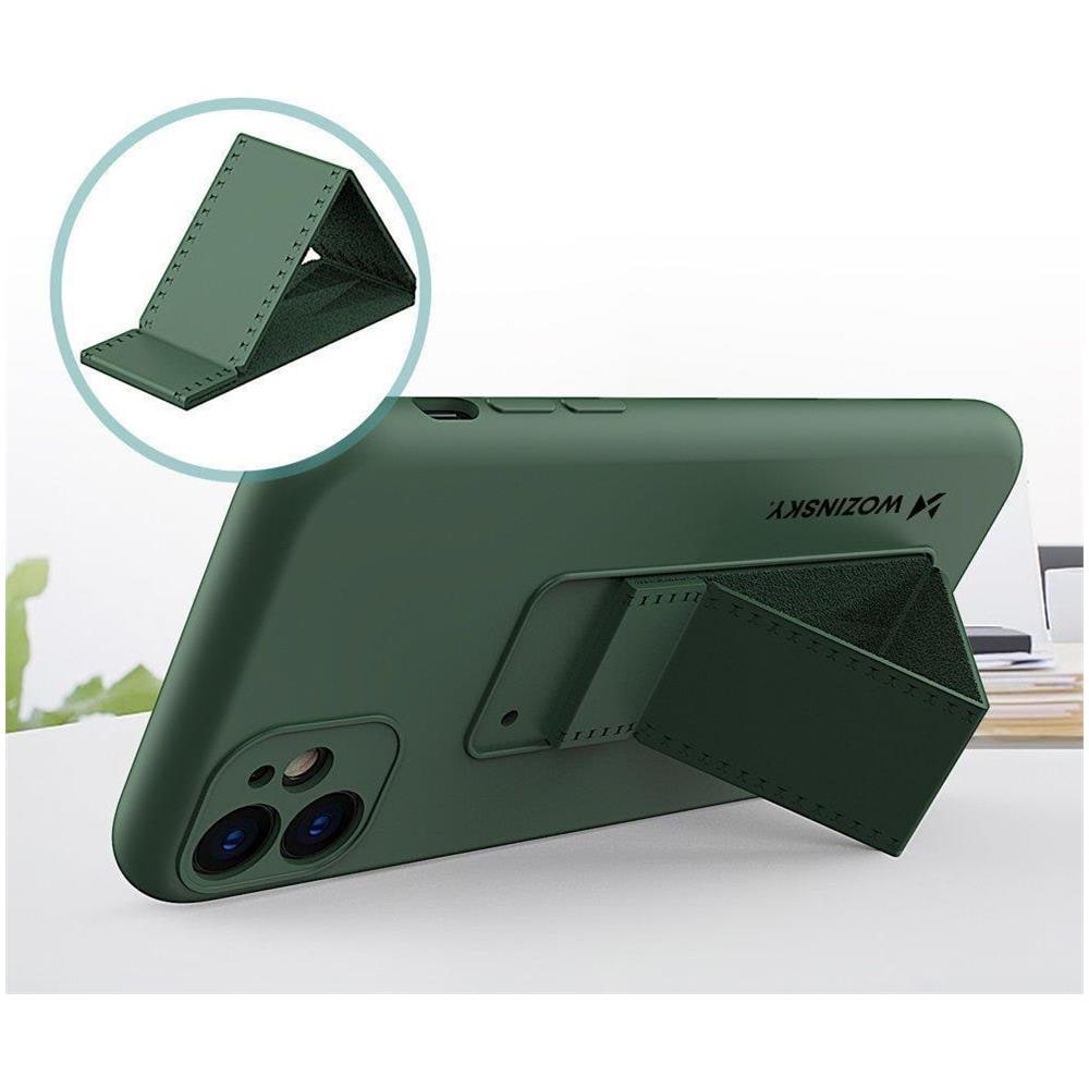 Custodia Kickstand In Silicone Per Samsung Galaxy A22 4g, Verde Scuro - Foto 2