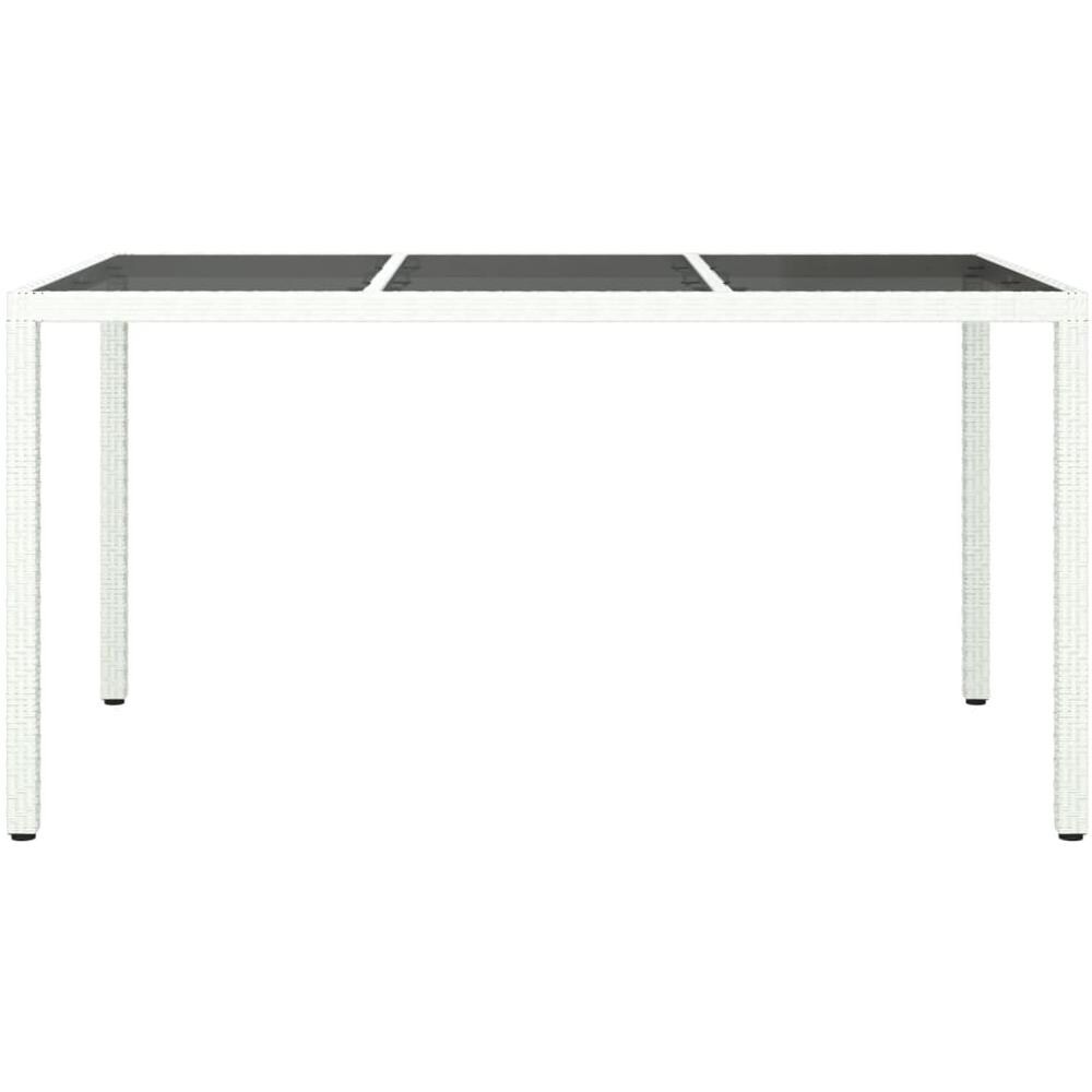 Tavolo Giardino 150x90x75cm Vetro Temperato Polyrattan Bianco - Foto 2
