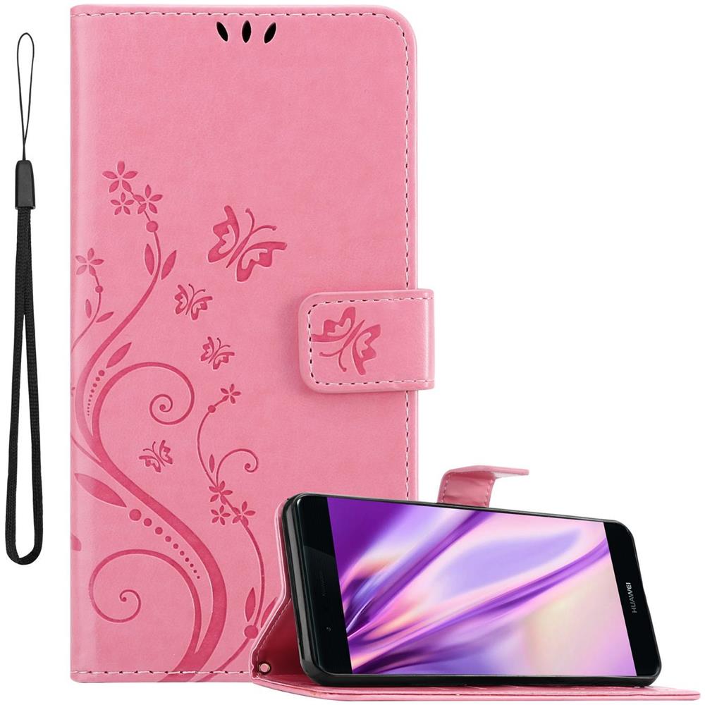 Custodia Compatibile Con Huawei P9 In Rosa Fiore - Coperchio Protettivo In Design Floreale Con Chiusura Magnetica, Funzione Stand E Slot Per Carte - Foto 1