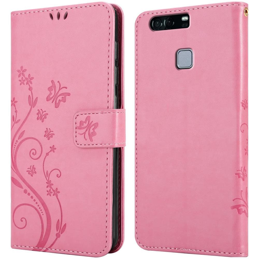 Custodia Compatibile Con Huawei P9 In Rosa Fiore - Coperchio Protettivo In Design Floreale Con Chiusura Magnetica, Funzione Stand E Slot Per Carte - Foto 8