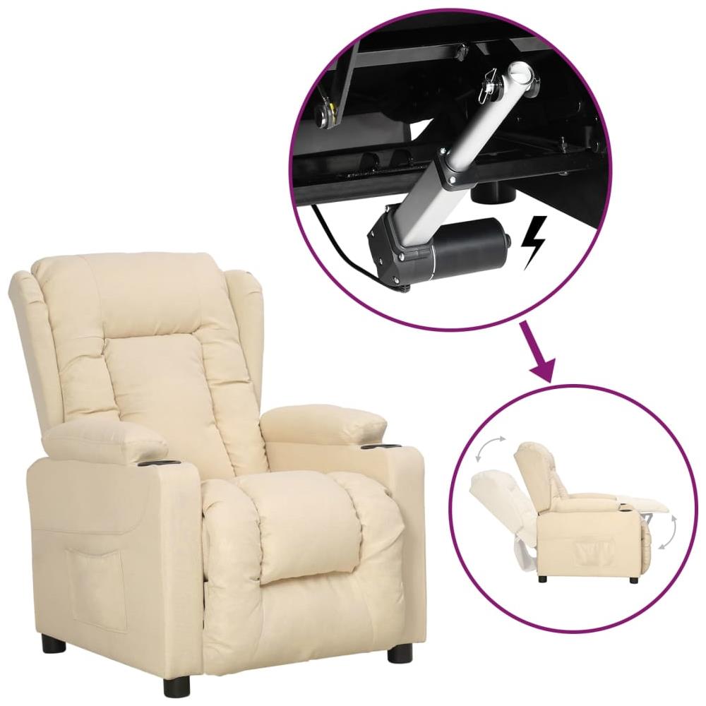 Poltrona Reclinabile A Rialzo Crema In Tessuto - Foto 1
