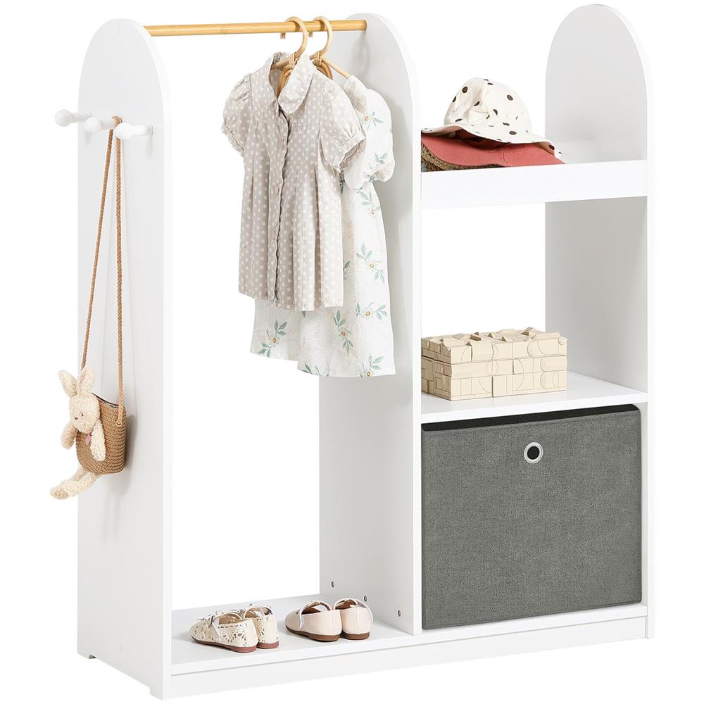 Mobile Per Bambini Con Appendiabiti, Giardaroba Per Bambini Con Scatole, Armadio Per Bambini Con 3 Ganci, Kmb40-w - Foto 1