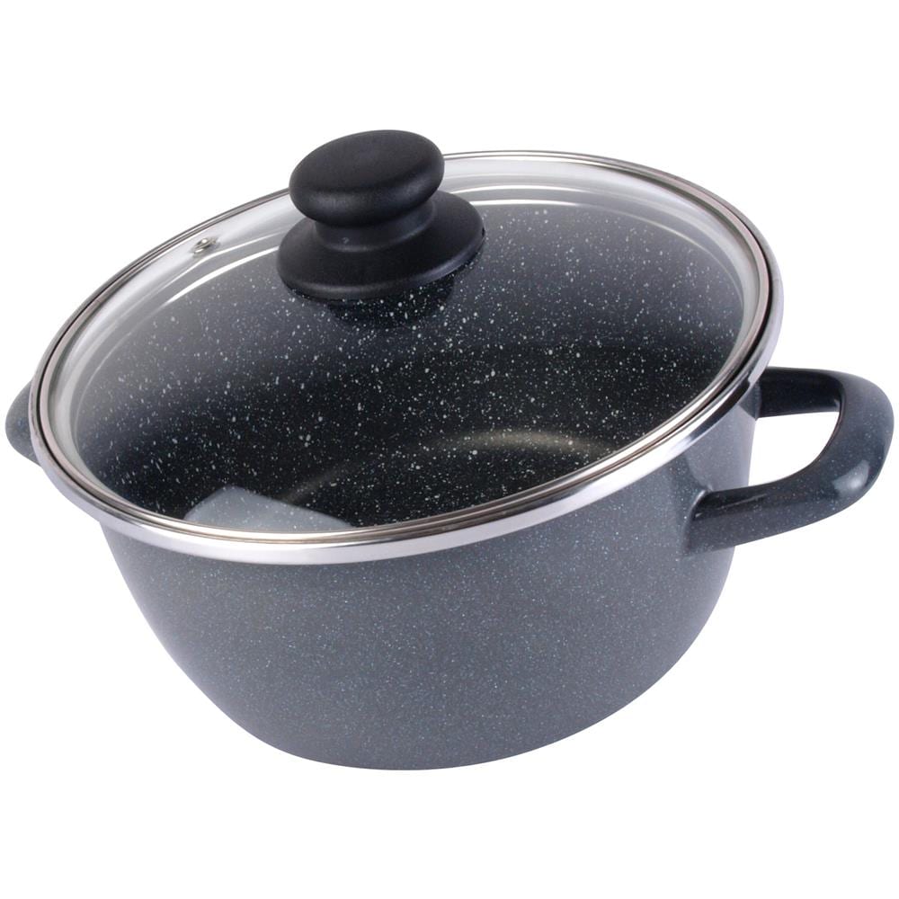 K2 Gransasso 24 Casseruola Con Coperchio In Vetro, Acciaio Smaltato Vetrificato, Grigio, Lavabile A Induzione E In Lavastoviglie - Foto 8