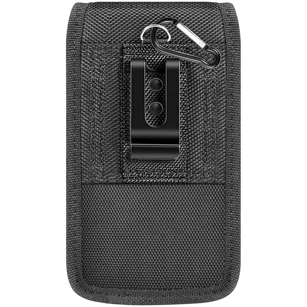 Custodia Cintura Verticale Per Smartphone Nylon Clip Moschettone Taglia M Nera - Foto 2