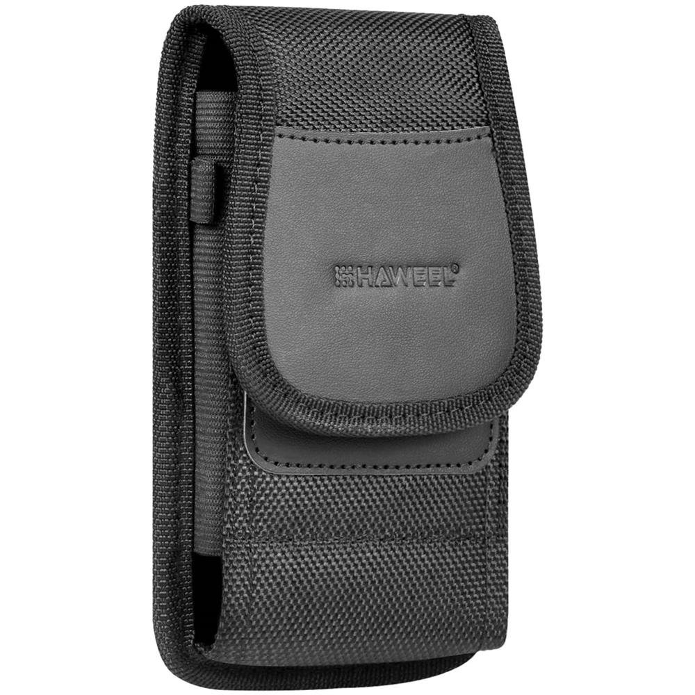 Custodia Cintura Verticale Per Smartphone Nylon Clip Moschettone Taglia M Nera - Foto 1